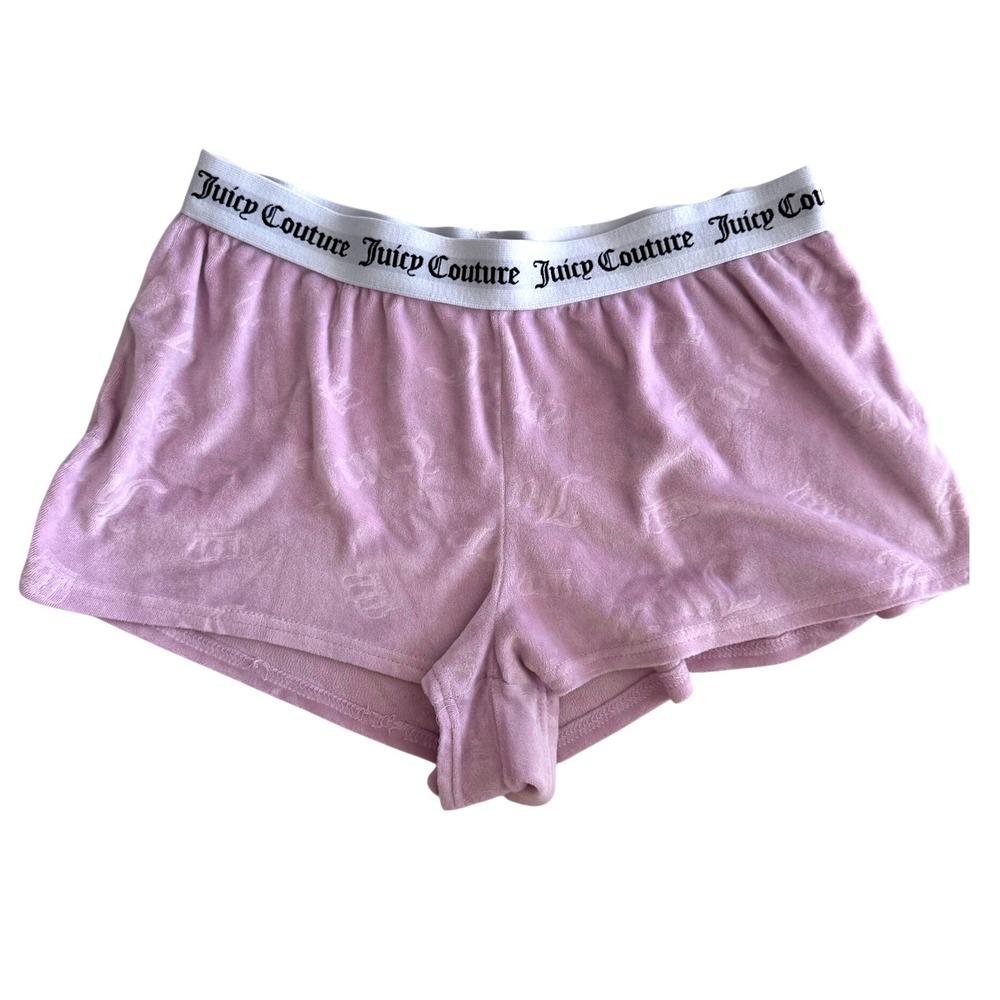 Juicy Couture Velour Lounge Shorts Purple Pink Embossed Logo Boxers Y2K Size S